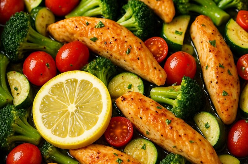 15-Minute Lemon Garlic Chicken & Veggie Skillet