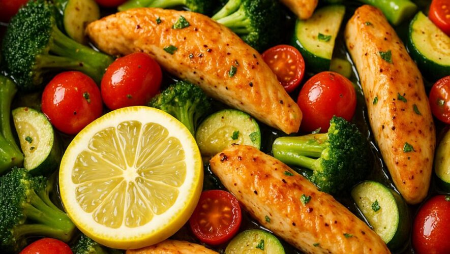 15-Minute Lemon Garlic Chicken & Veggie Skillet