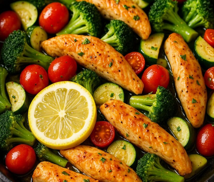 15-Minute Lemon Garlic Chicken & Veggie Skillet